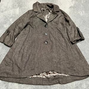 CAbi Shakespeare Jacket Womens 8 #169 Brown Tweed Coat Wool Blend